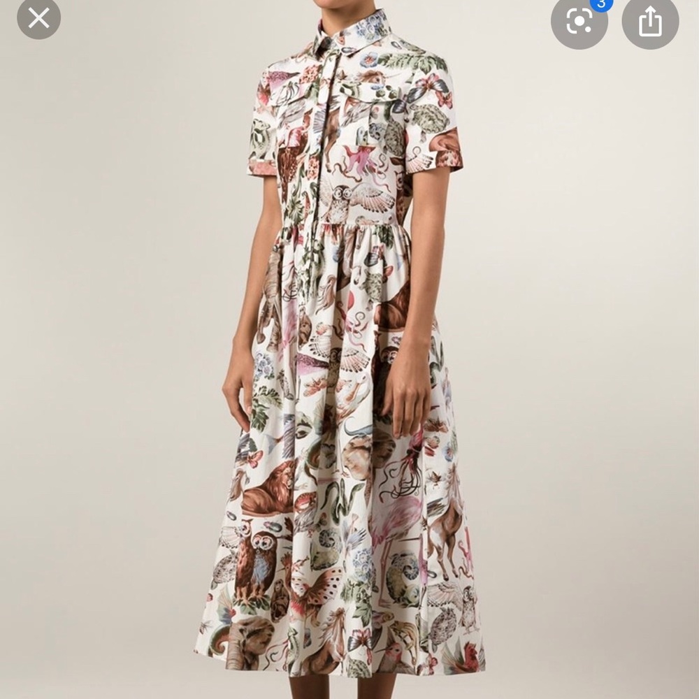 Valentino animal print cotton shirt dress